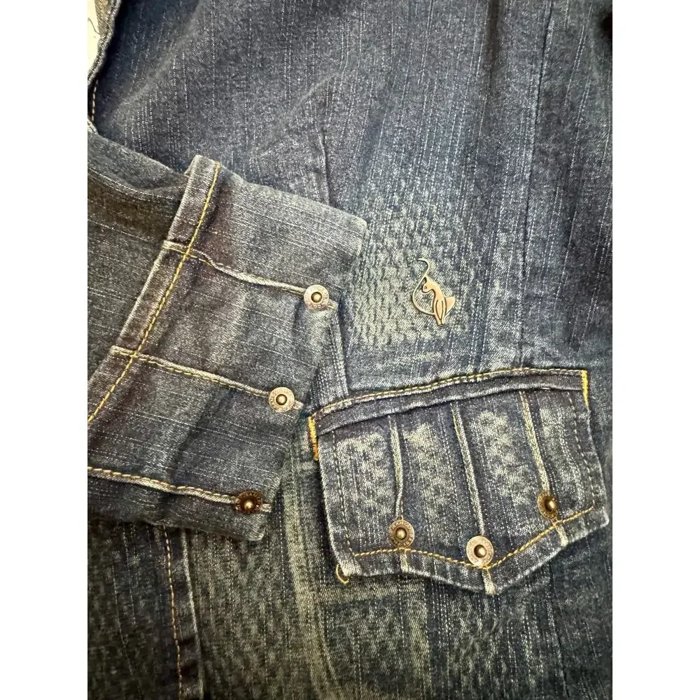 Baby Phat Y2K Denim Blazer Logo Jacket Cropped Large